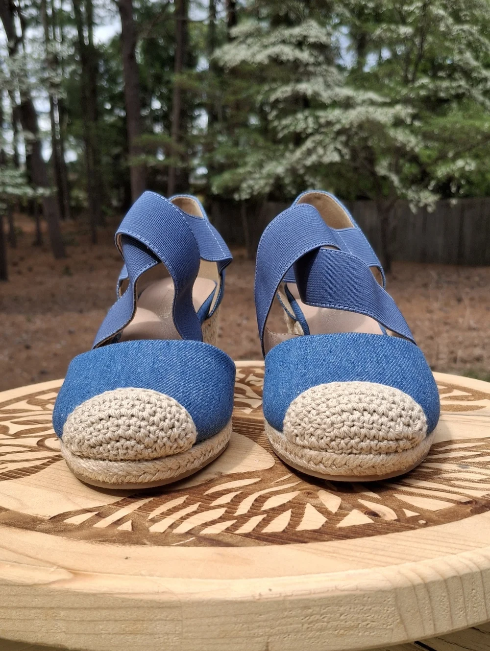 Chic Blue Denim Dream Pairs Espadrille Wedge Sandals with Crisscross Straps